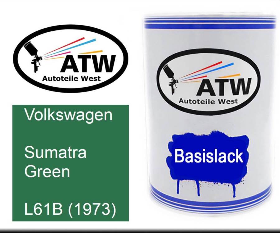 Volkswagen, Sumatra Green, L61B (1973): 500ml Lackdose, von ATW Autoteile West.